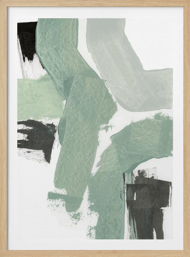 Abstract Green & Black Shapes No2 Print | Poster