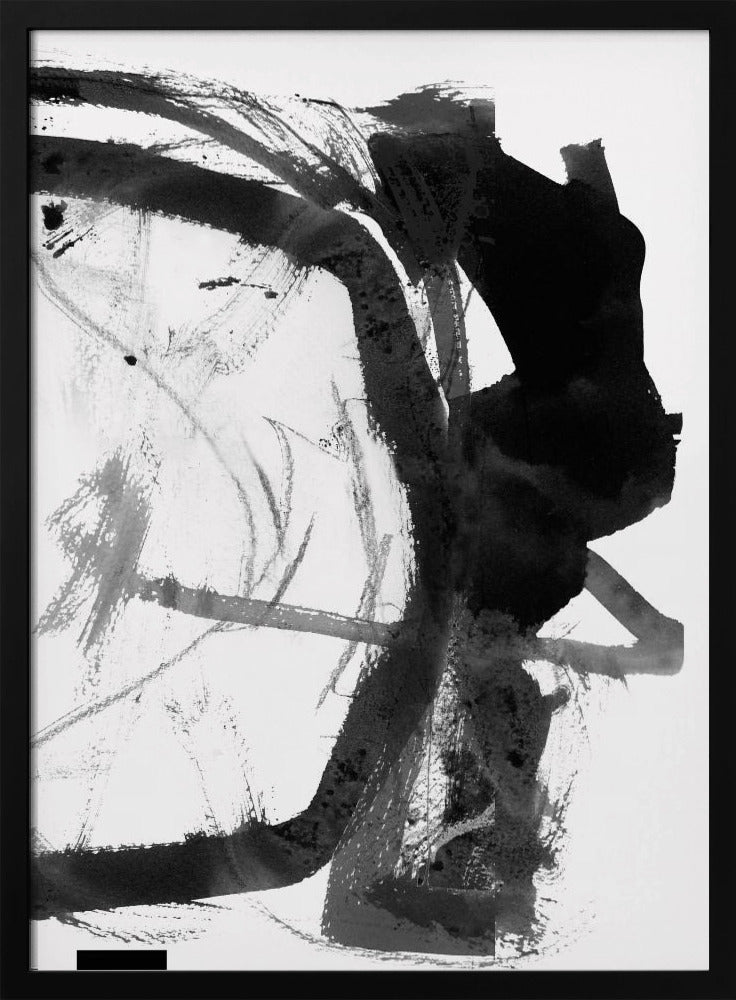 Black & Grey Ink Abstract Art Print | Poster