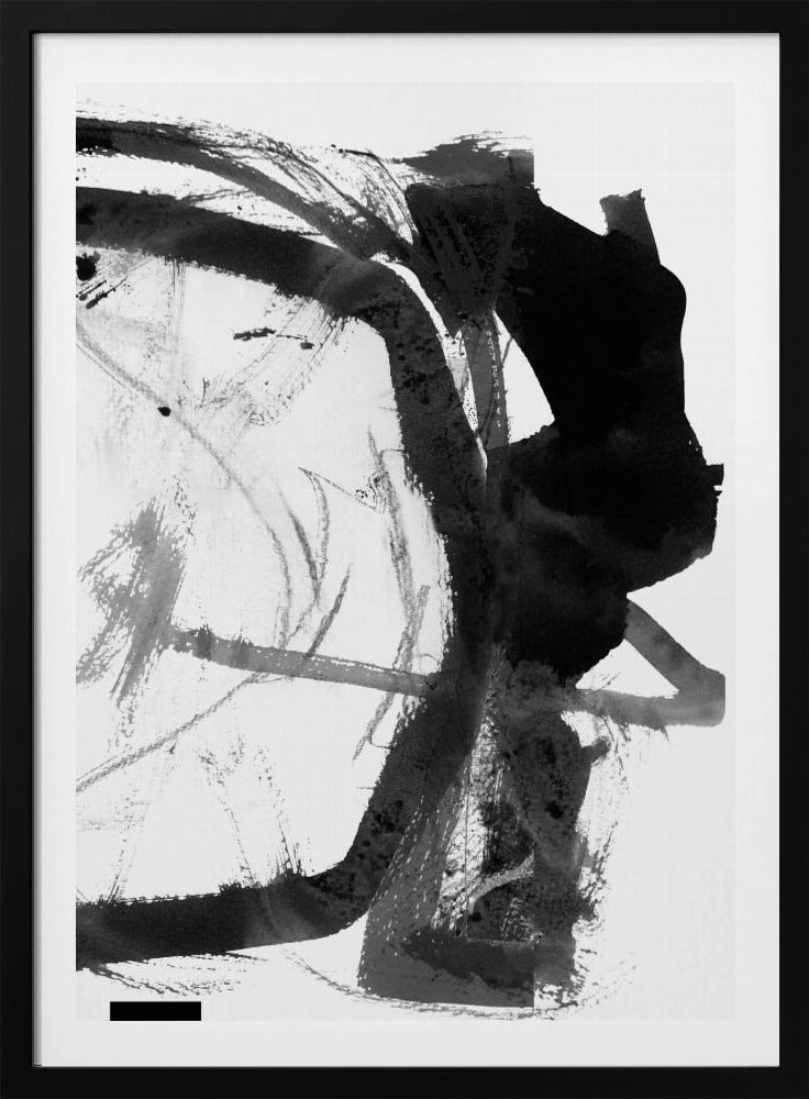 Black & Grey Ink Abstract Art Print | Poster