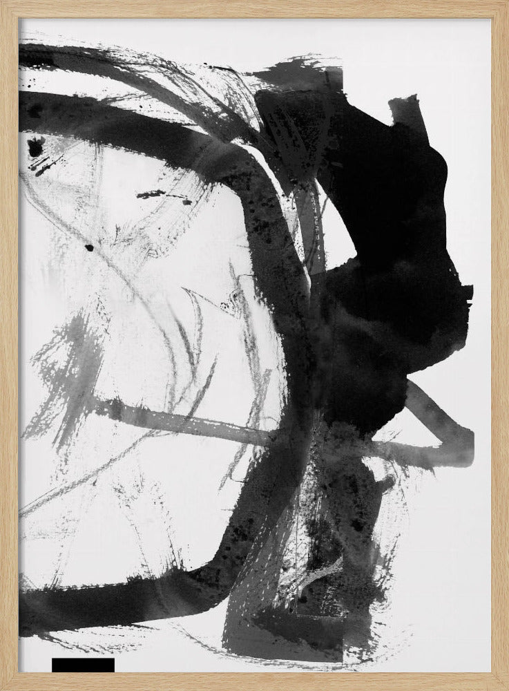 Black & Grey Ink Abstract Art Print | Poster
