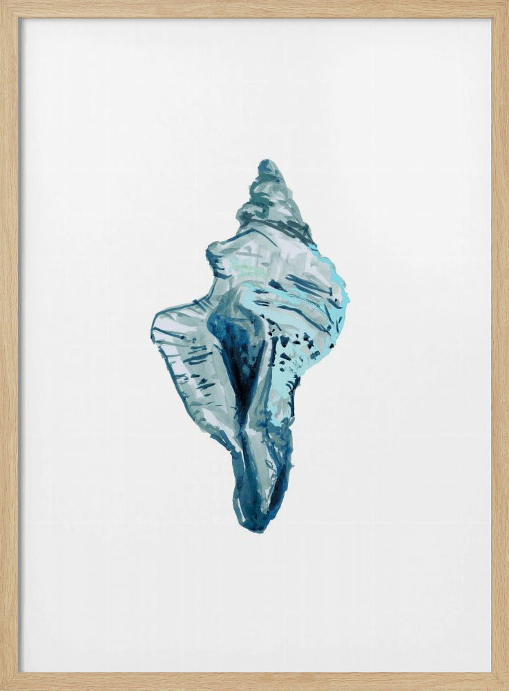 Blue Seashell On White Background No4 | Poster