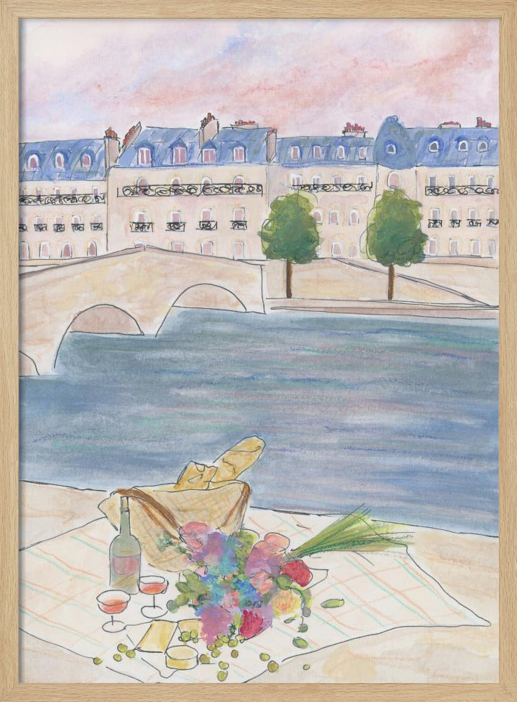 Paris Picnic At the Seine | Poster