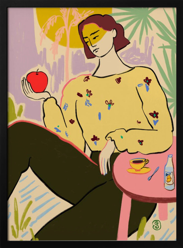 Woman With Apple | Poster