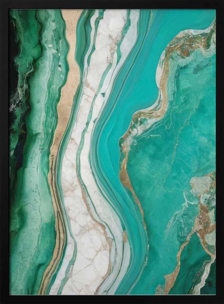 Green And Turquoise Patterns With Marbled Textures | Poster