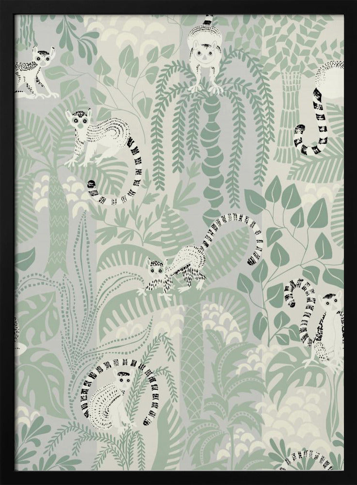 Jungle adventure soft sage green pattern | Poster