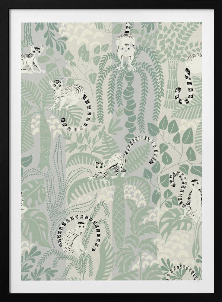 Jungle adventure soft sage green pattern | Poster