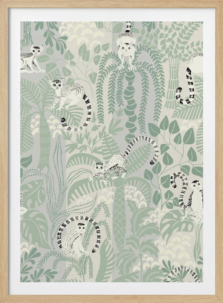 Jungle adventure soft sage green pattern | Poster