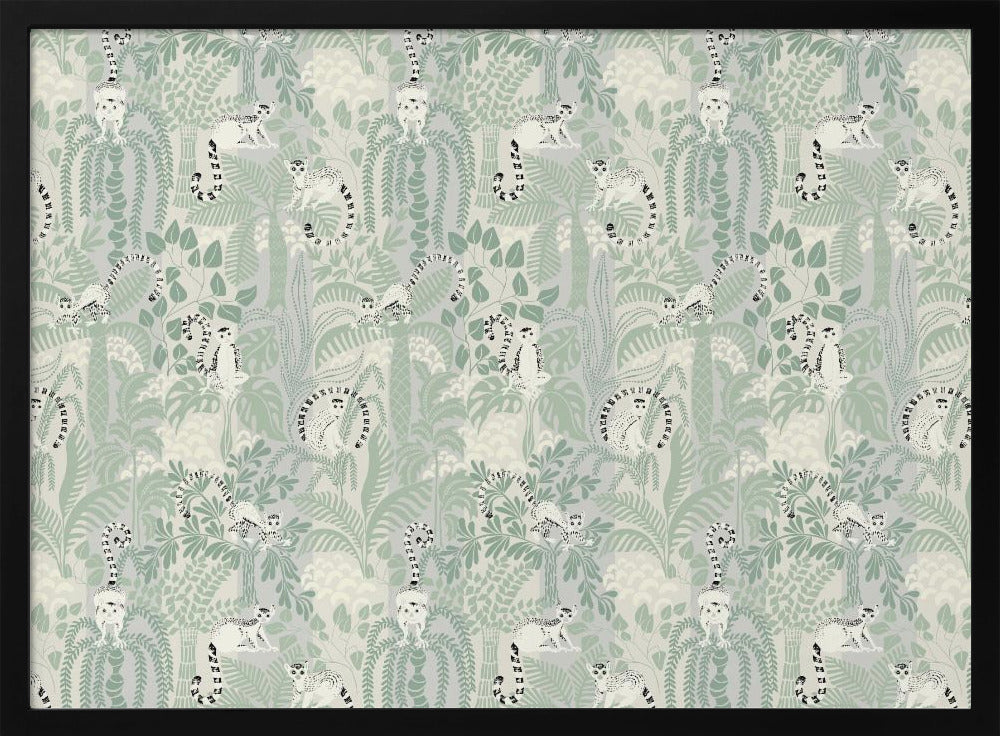 Jungle adventure soft sage green pattern | Poster