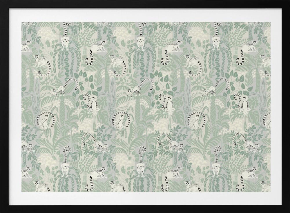 Jungle adventure soft sage green pattern | Poster