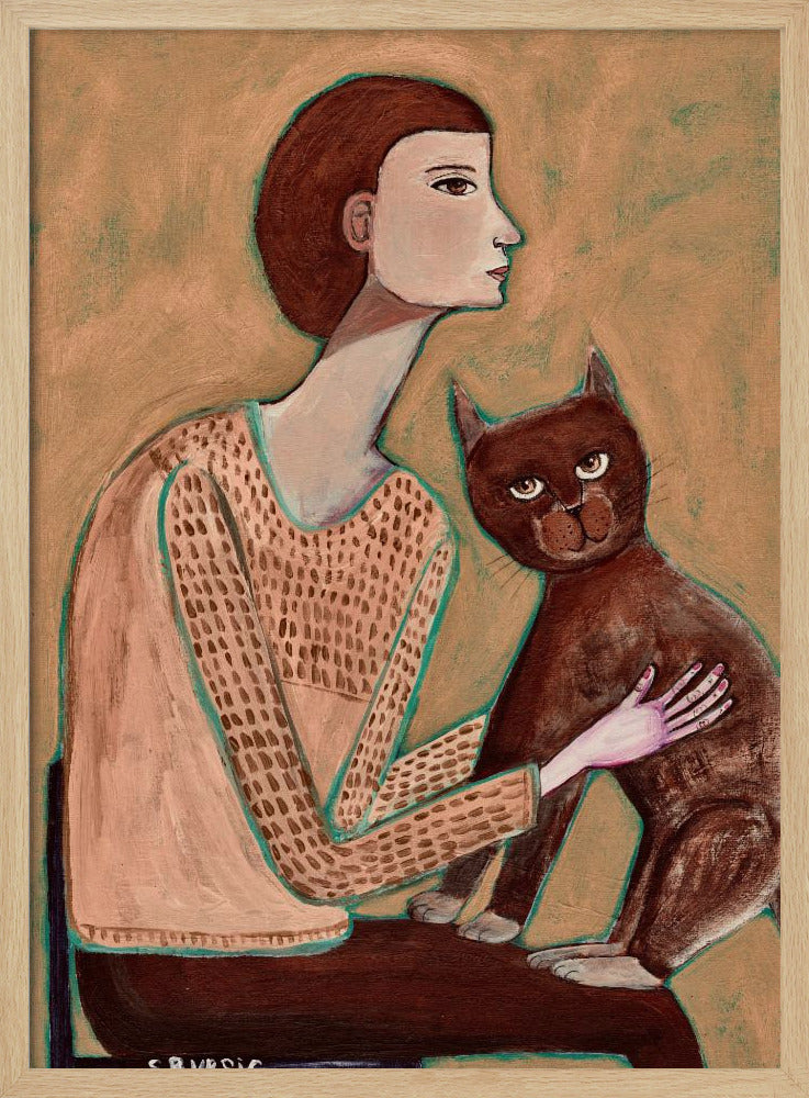 Woman with cat | Poster