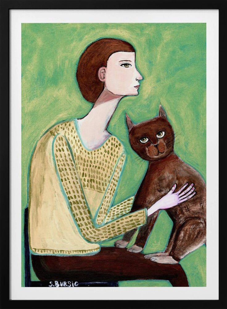 Woman with cat | Poster