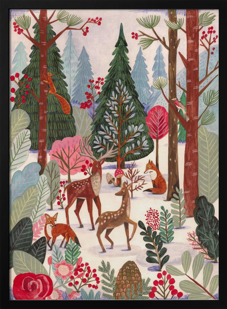 Animals in winter forest | Poster