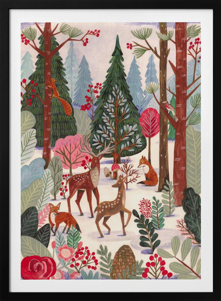 Animals in winter forest | Poster