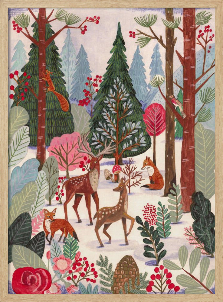 Animals in winter forest | Poster
