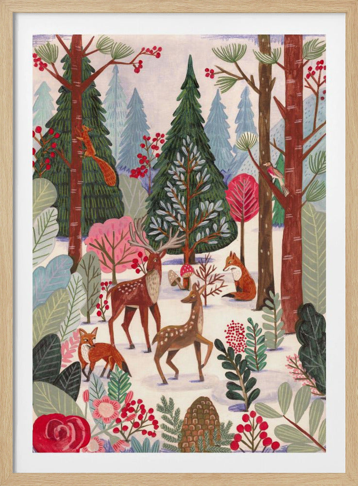 Animals in winter forest | Poster