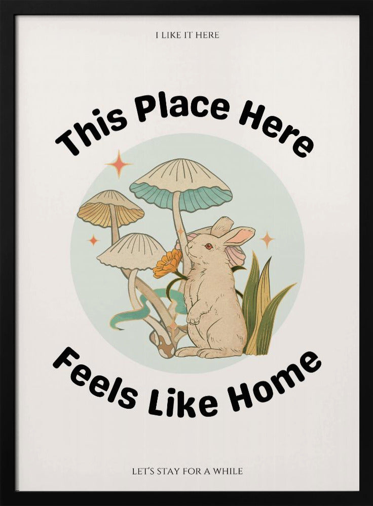 Rabbit Among Mushrooms With The Phrase | Poster