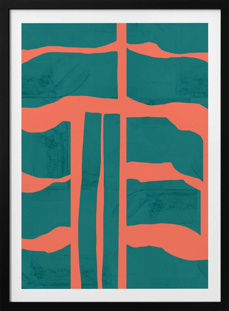 Turquoise & Coral Abstraction 1 | Poster