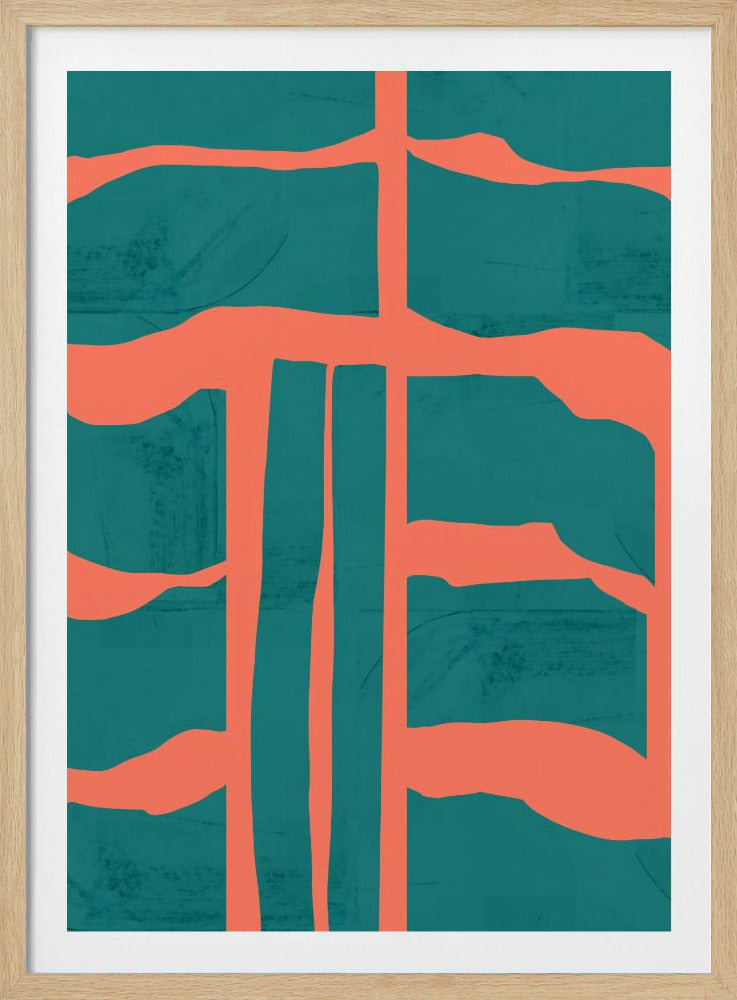 Turquoise & Coral Abstraction 1 | Poster