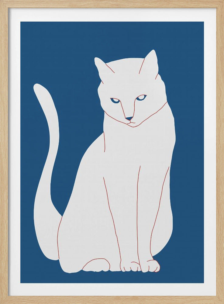 White and blue cat | Poster