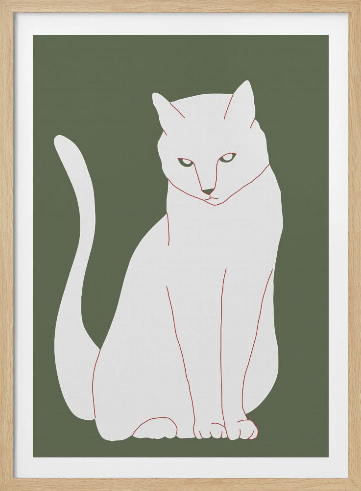 White and green cat | Poster
