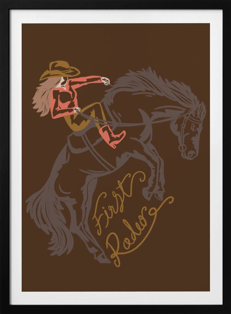 Cowgirl Riding A Rearing Horse | Poster