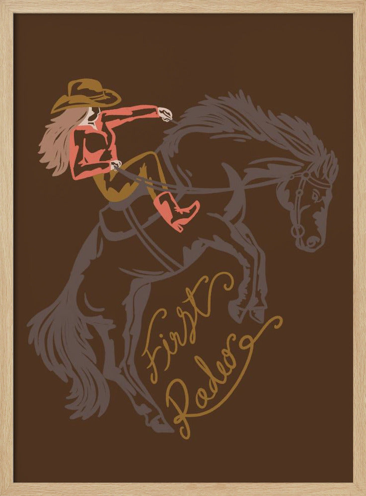Cowgirl Riding A Rearing Horse | Poster