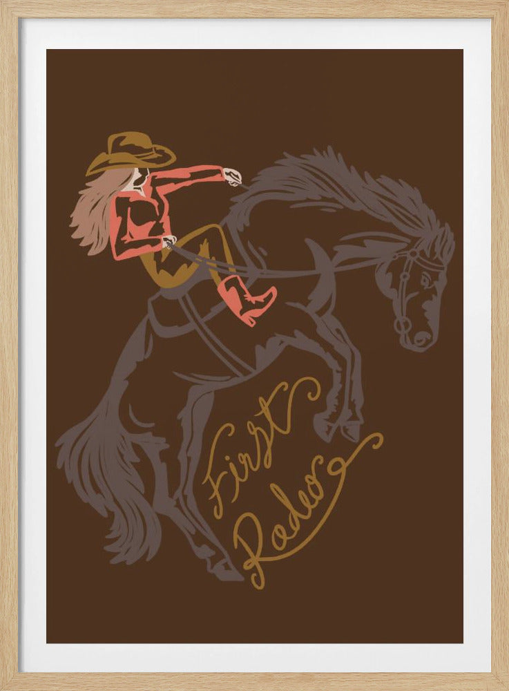 Cowgirl Riding A Rearing Horse | Poster