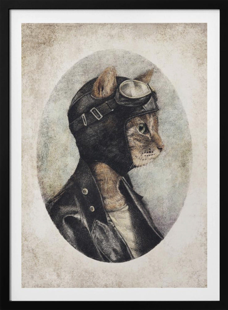 Stylish Cat Wearing A Leather Jacket | Poster