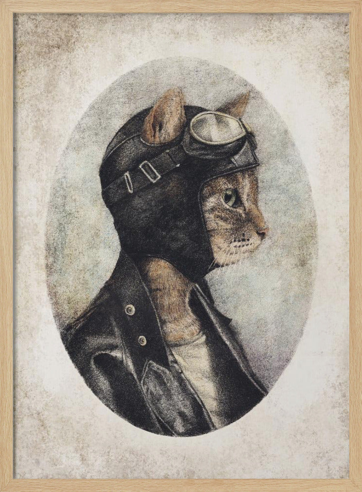 Stylish Cat Wearing A Leather Jacket | Poster