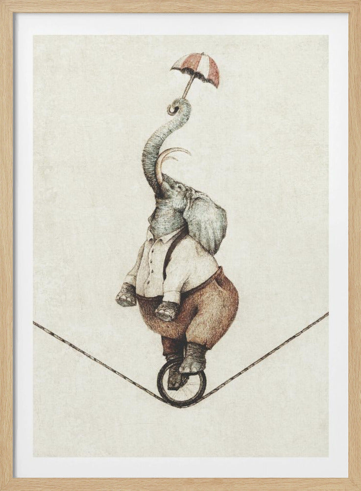 Unicycle While Holding An Umbrella | Poster