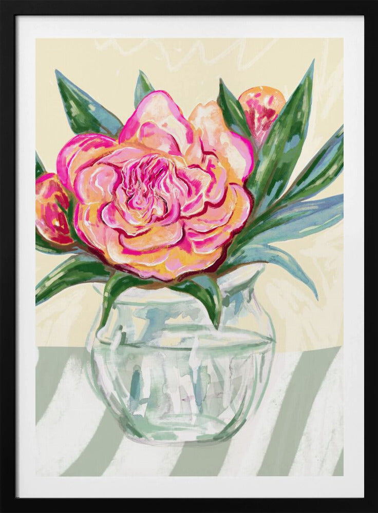 Peony in Glass Vase | Poster