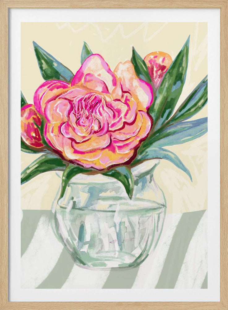 Peony in Glass Vase | Poster