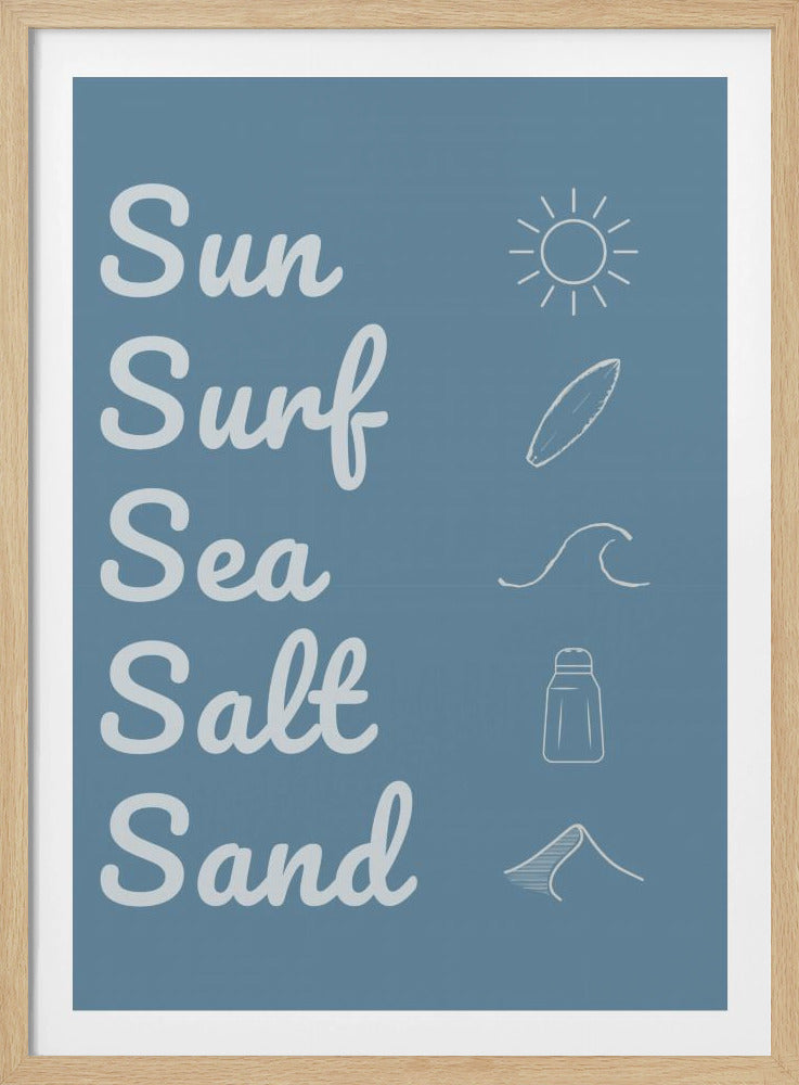 Sun Surf Sea Salt Sand Dark Blue | Poster