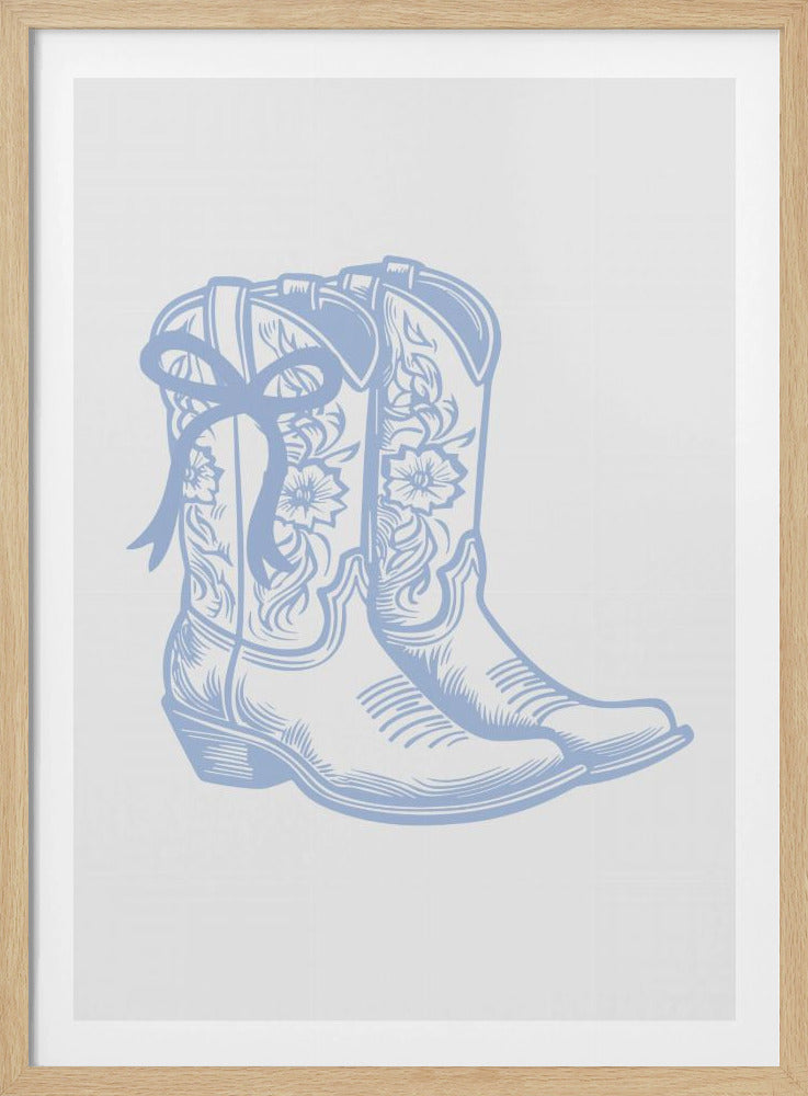 Light Blue Cowgirl Boots with Bow | Poster