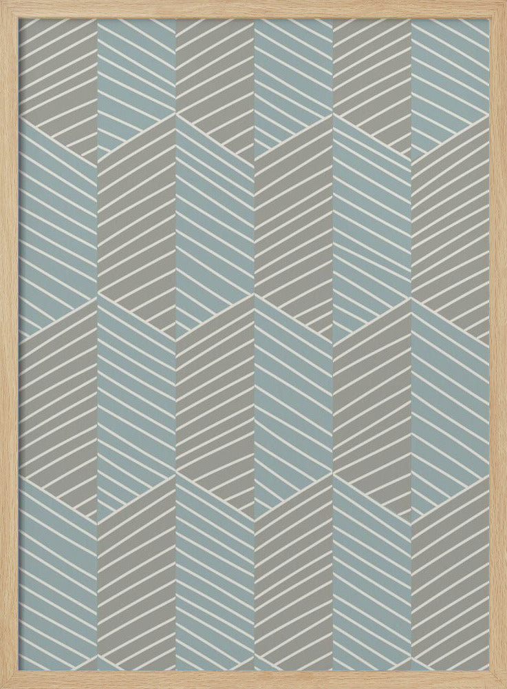 Floral Heritage herringbone grey-blue pattern | Poster