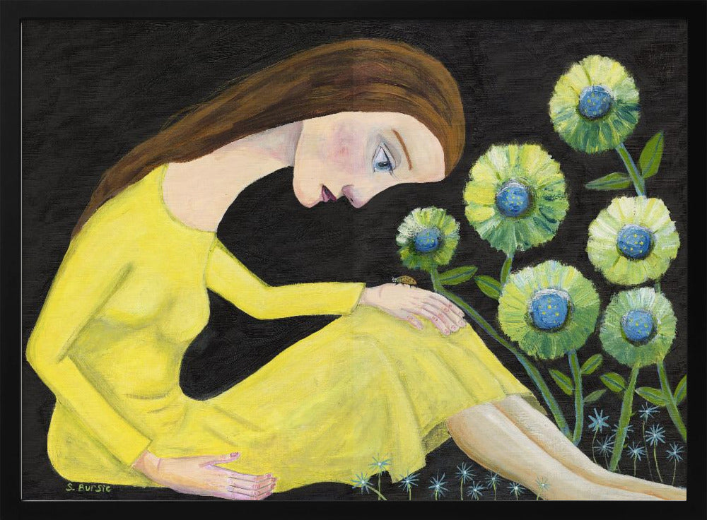 Lady in the garden with lady bug | Poster