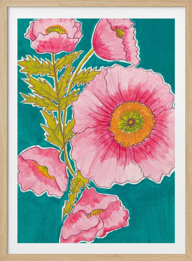 Watercolor Floral in Pink and Green by Alyssa Hamilton Art | Poster
