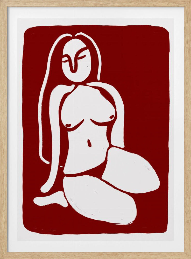 Stylized Nude Figure in a Seated Pose | Poster