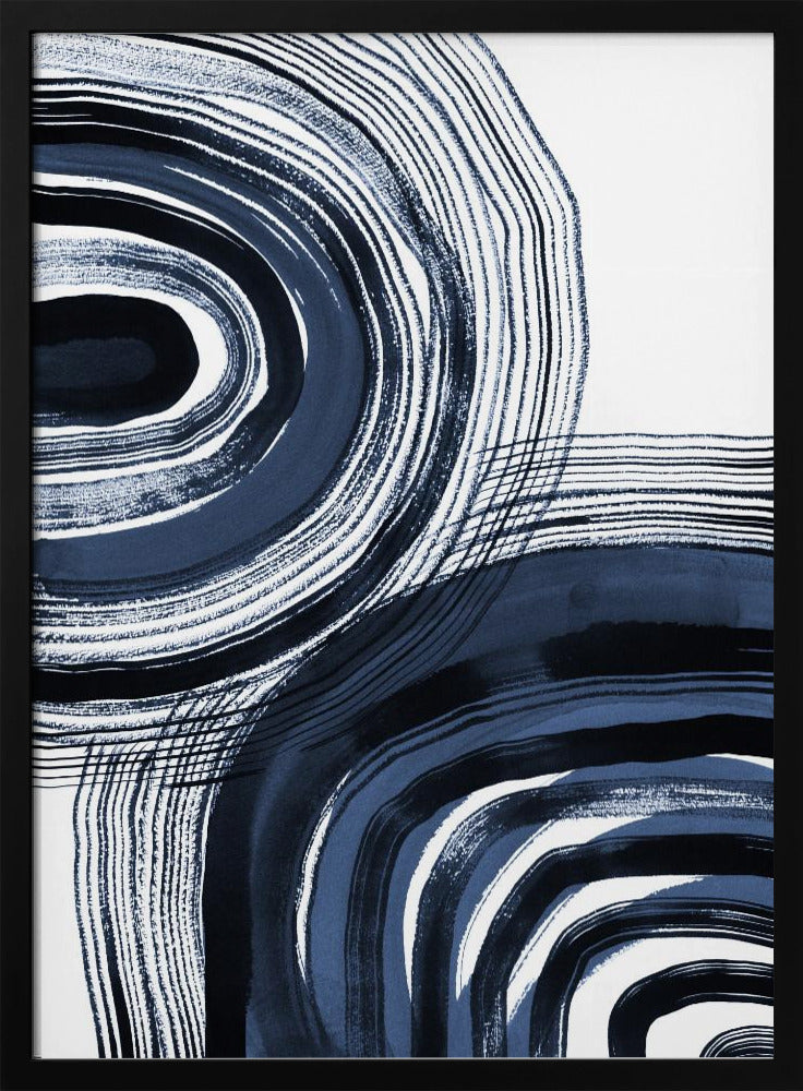 Concentric Blue and Black Brushstrokes | Poster