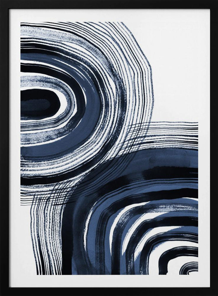 Concentric Blue and Black Brushstrokes | Poster