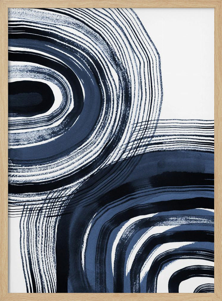 Concentric Blue and Black Brushstrokes | Poster