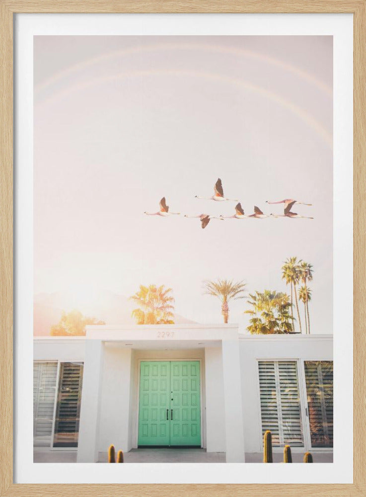 Flamingos In Palm Springs | Poster