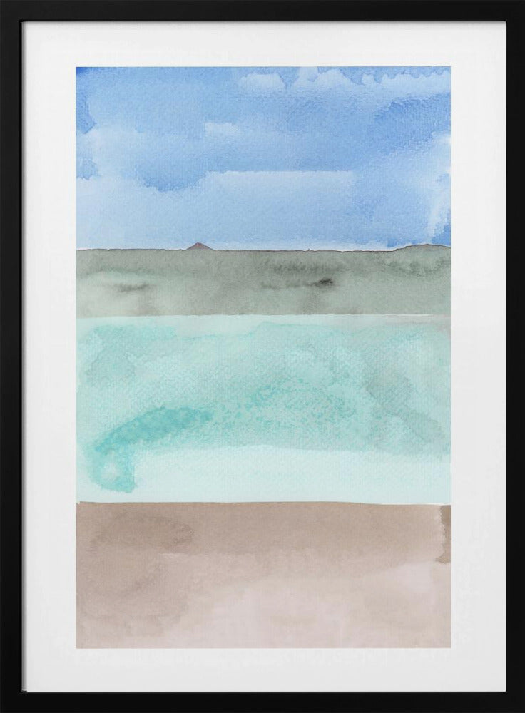 Abstract Horizontal Bands Of Blue,Green And Beige | Poster