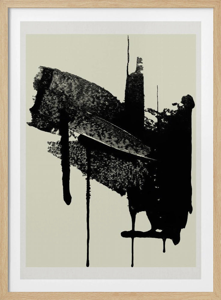 Abstract Brushstrokes in Black and Cream | Poster