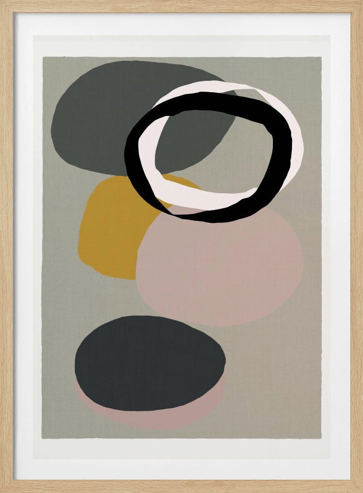 Abstract Circles in Muted Tones with Black Ring | Poster