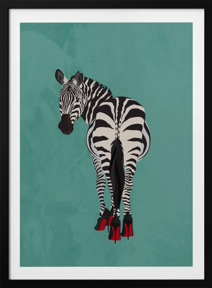 Zebra in heels teal | Poster