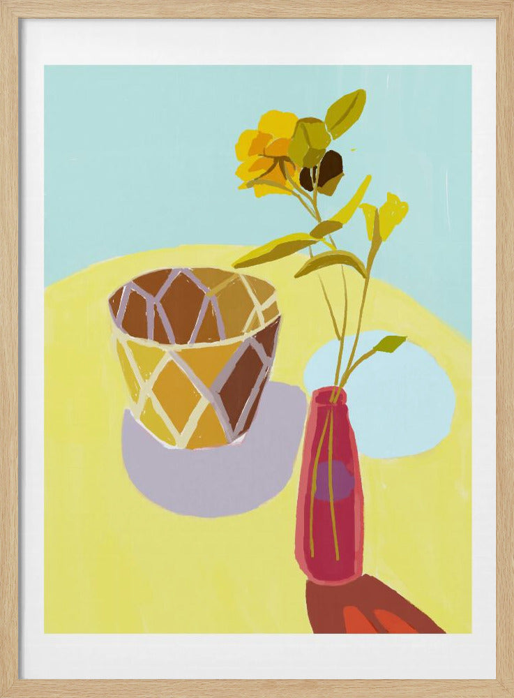 Yellow Flowers in a Red Pot | Poster