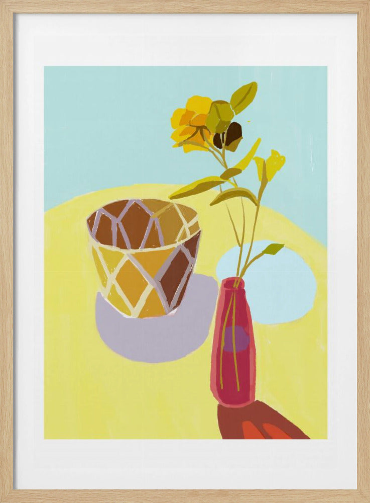 Yellow Flowers in a Red Pot | Poster