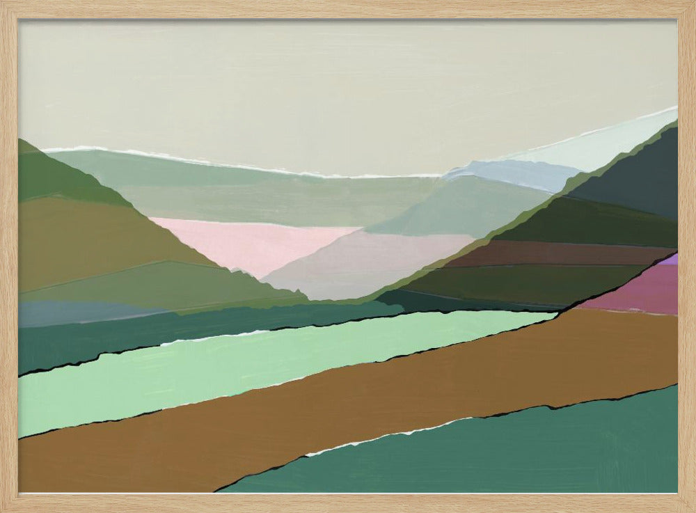 Layered Mountains And Valleys In Muted Earthy Tones | Poster