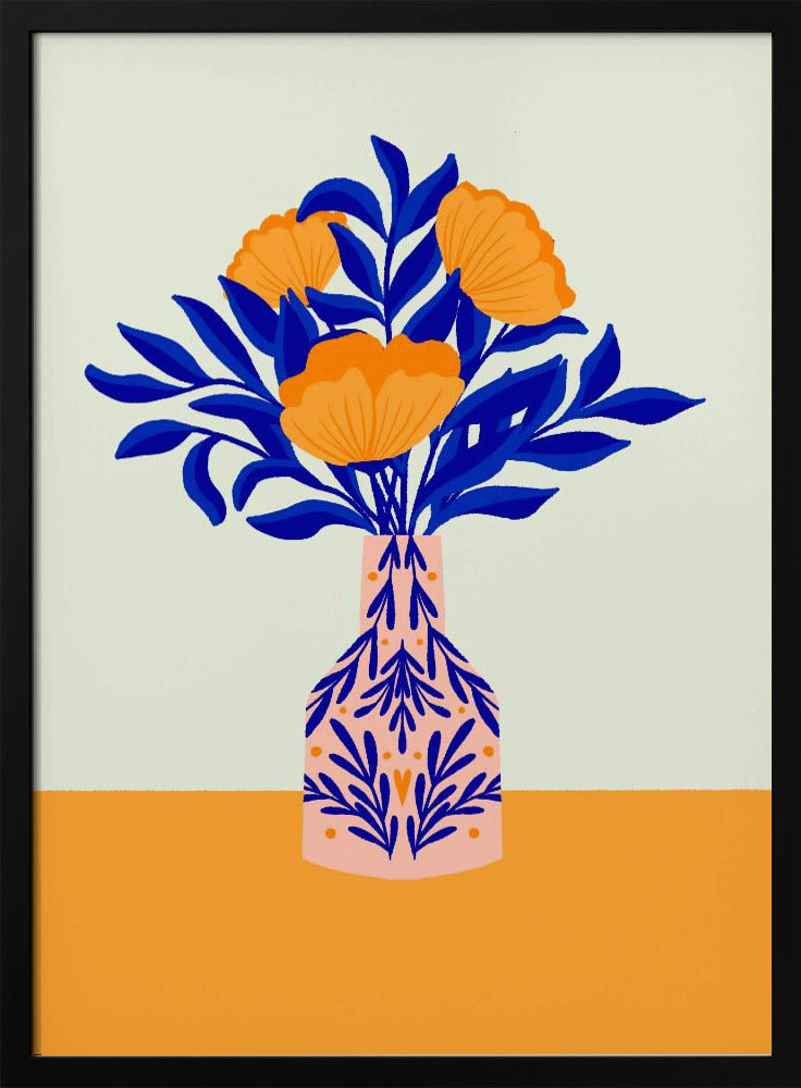 Orange Poppies In a Vase | Poster